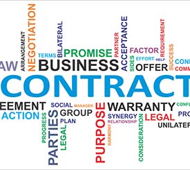 Business contract word cloud featuring Proposal Support on a white background.