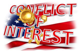 An american flag with the words "conflict of interest" and "Federal Government" on it. | Revolutionary Solutions An american flag with the words "conflict of interest" and "Federal Government" on it.