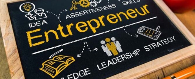 A chalkboard with the word entrepreneur on it, offering proposal support for individuals in the Federal Government seeking GSA assistance.