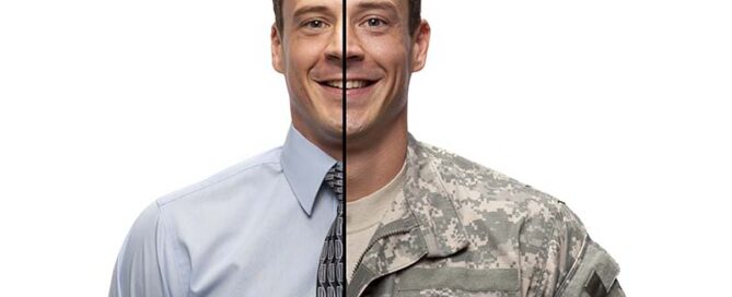 A man in a military uniform and a woman in a business suit providing Proposal Support for the Federal Government.