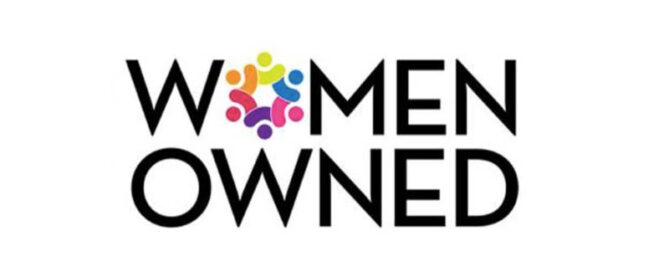 Women owned logo with GSA support on a white background.