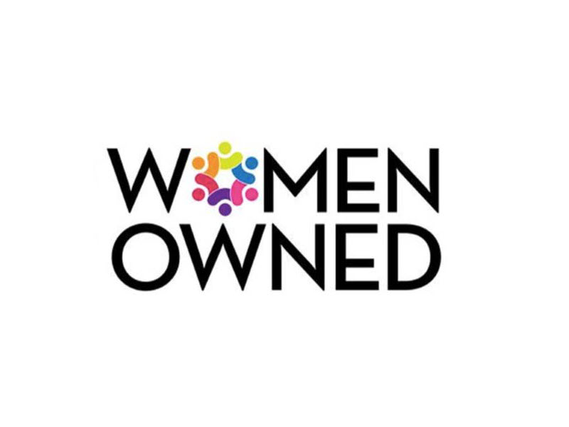 Women owned logo with GSA support on a white background.
